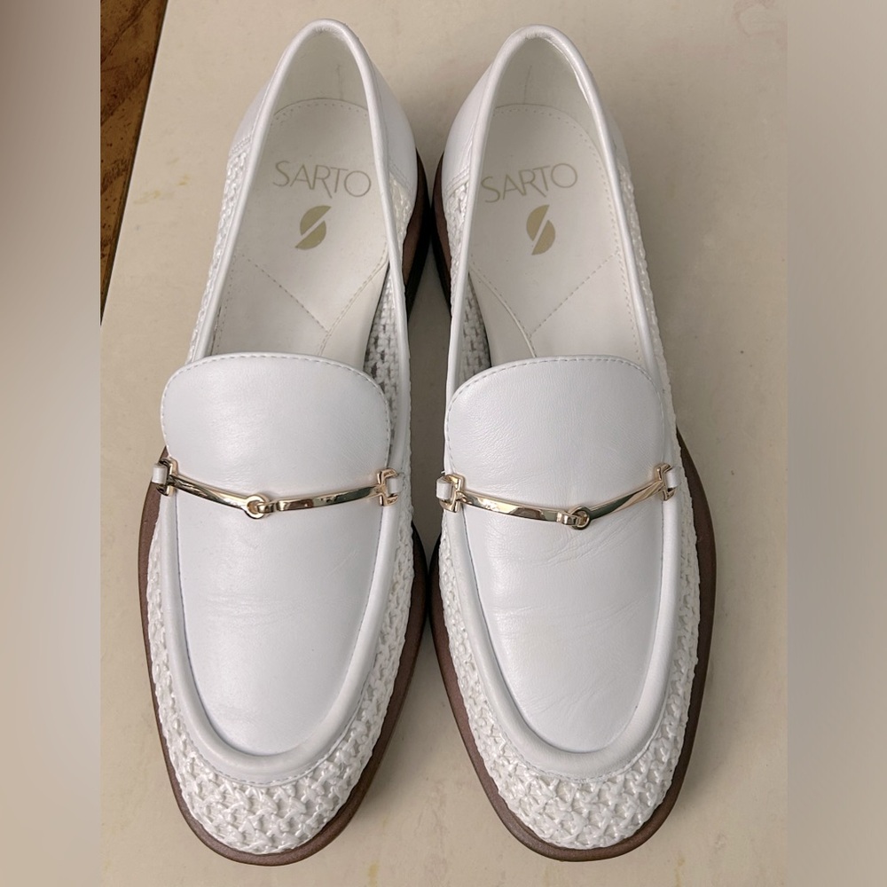 Sarto Franco Sarto, Women’s Eda5 Leather Slip On Loafers White, size 7.5